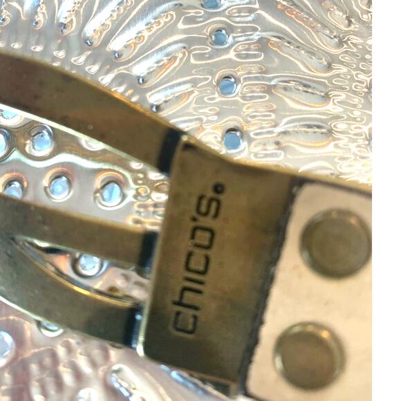 Chico's Serpentine Buckle Leather Belt M/L Brown Brass 79984  Adjustable Boho - Picture 6 of 8